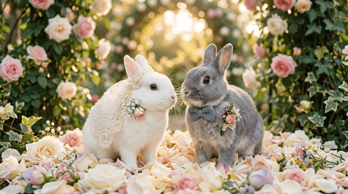 Wedding day — tuxedo bunnies